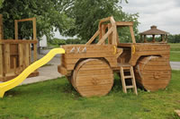 wooden monster truck with slide playground equipment